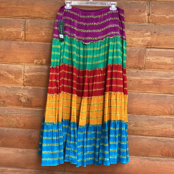 Ralph Lauren Maxi Skirt Size M Multi-Color, BOHO, Gauze, Pull On Style, NWT - Picture 6 of 9